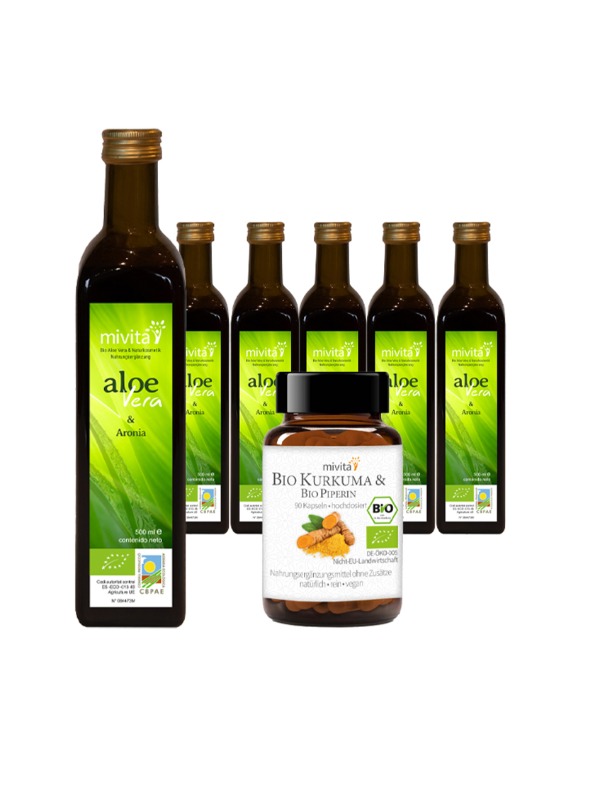 6 x Bio Aloe Vera & Aronia Direktsaft + 1 OPC